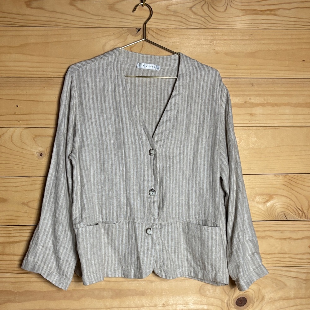 Cut Loose Beige and Cream‎ Striped Top